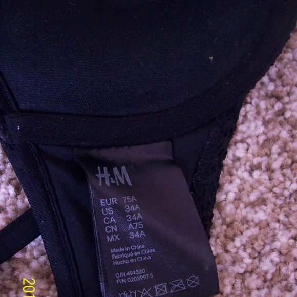 H&M Crochet Detail, 34A Bikini top, Black - Picture 5 of 6